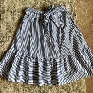 J. Crew Blue Stripe Bow Midi Skirt